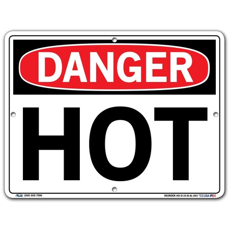 Vestil Aluminum Sign, 9-1/2" H, 12-1/2" W, Aluminum, Rectangle, English, SI-D-33-B-AL-063 SI-D-33-B-AL-063